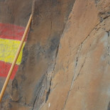Pintan una bandera española sobe unos grabados prehispánicos en Fuerteventura Pintan una bandera española sobe unos grabados prehispánicos en Fuerteventura