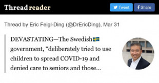 Hilo: El gobierno sueco "deliberadamente intentó usar niños para propagar la CoViD-19 y denegó cuidados médicos a ancianos y a pacientes con comorbilidad" [EN]