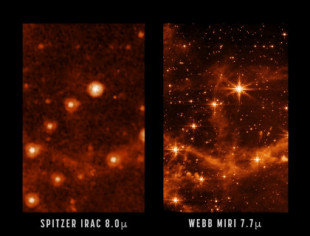 Las impresionantes imágenes de prueba del instrumento MIRI del telescopio espacial James Webb dejan en mantillas a las del Spitzer