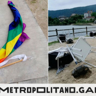 Atacan y causan destrozos en un chiringuito de Vilaboa por tener colgada la bandera arcoiris