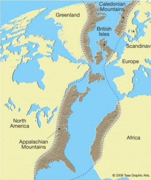 Las Tierras Altas de Escocia, los Apalaches y el Atlas son la misma cadena montañosa, antaño conectada como la Cordillera Central de Pangea [ENG]