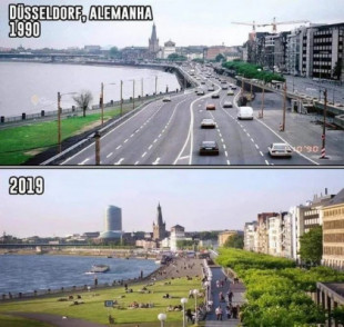 Düsseldorf, Alemania - antes (1990) y después (2019)
