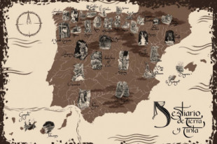 Mapa ilustrado de las criaturas mitológicas de la Península Ibérica
